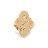 ROOTS SIGNET RING WITH ROSE ENGRAVING