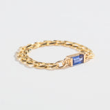 CURB CHAIN LINK RING | 14K GOLD | BLUE SAPPHIRE