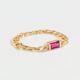 CURB CHAIN LINK RING | 14K GOLD | PINK SAPPHIRE