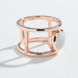 DOUBLE BAND RING | 14K GOLD & OPAL