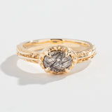 EAST WEST MATRIX HALO RING | 14K GOLD | TOURMALATED  QUARTZ