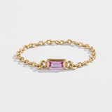 CABLE CHAIN LINK RING | 14K GOLD | PINK SAPPHIRE