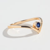 SOLITAIRE CHEVRON RING | 14K GOLD | BLUE SAPPHIRE