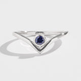 SOLITAIRE CHEVRON RING | 14K GOLD | BLUE SAPPHIRE