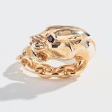 VINTAGE PANTHER IN CHAINS RING | BLACK DIAMOND