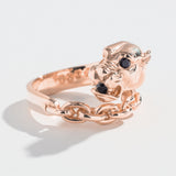 VINTAGE PANTHER IN CHAINS RING | 14K GOLD & ONYX