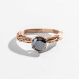 FACETED MATRIX SOLITAIRE ENGAGEMENT RING | 14K GOLD & BLACK DIAMOND