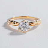 FACETED MATRIX SOLITAIRE ENGAGEMENT RING | 14K GOLD & MOISSANITE