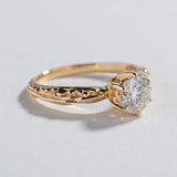 FACETED MATRIX SOLITAIRE ENGAGEMENT RING | 14K GOLD & MOISSANITE