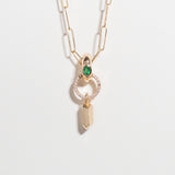 TOTEM EMERALD NECKLACE | 14K GOLD WITH EMERALD & DIAMONDS