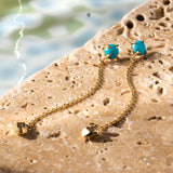 TURQUOISE DROP EARRINGS WITH CRYSTAL NUGGET | 14K GOLD