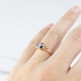 FACETED MATRIX SOLITAIRE ENGAGEMENT RING | 14K GOLD & BLACK DIAMOND