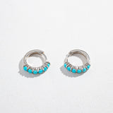 TURQUOISE HINGED HUGGIES | STERLING SILVER