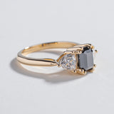 THREE STONE ENCHANTMENT ENGAGEMENT RING | 14K GOLD | BLACK DIAMOND & MOISSANITE