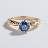 FACETED MATRIX SOLITAIRE ENGAGEMENT RING | 14K GOLD & SAPPHIRE