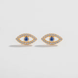 EVIL EYE STUDS | 14K GOLD | BLUE & WHITE SAPPHIRE