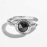 MATRIX HALO BEZEL ENGAGEMENT RING | 14K GOLD & BLACK DIAMOND