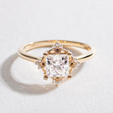 ENCHANTED HALO ENGAGEMENT RING | 14K GOLD & MOISSANITE