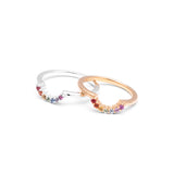 angela monaco jewelery philadelphia jeweler rainbow contour band 14K yellow gold rainbow sapphires pride ring