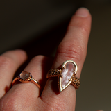 PHOENIX TEAR RING | ROSE QUARTZ