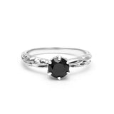 FACETED MATRIX SOLITAIRE ENGAGEMENT RING | 14K GOLD & BLACK DIAMOND