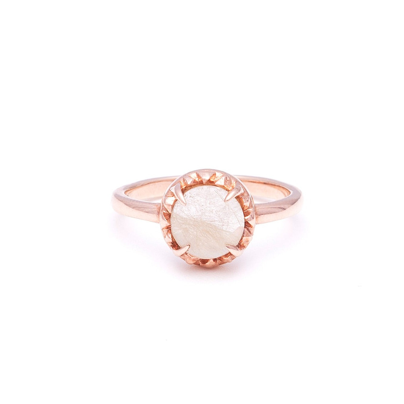 MATRIX HALO RING | ROSE GOLD VERMEIL & RUTILATED QUARTZ - AngelaMonacojewelry