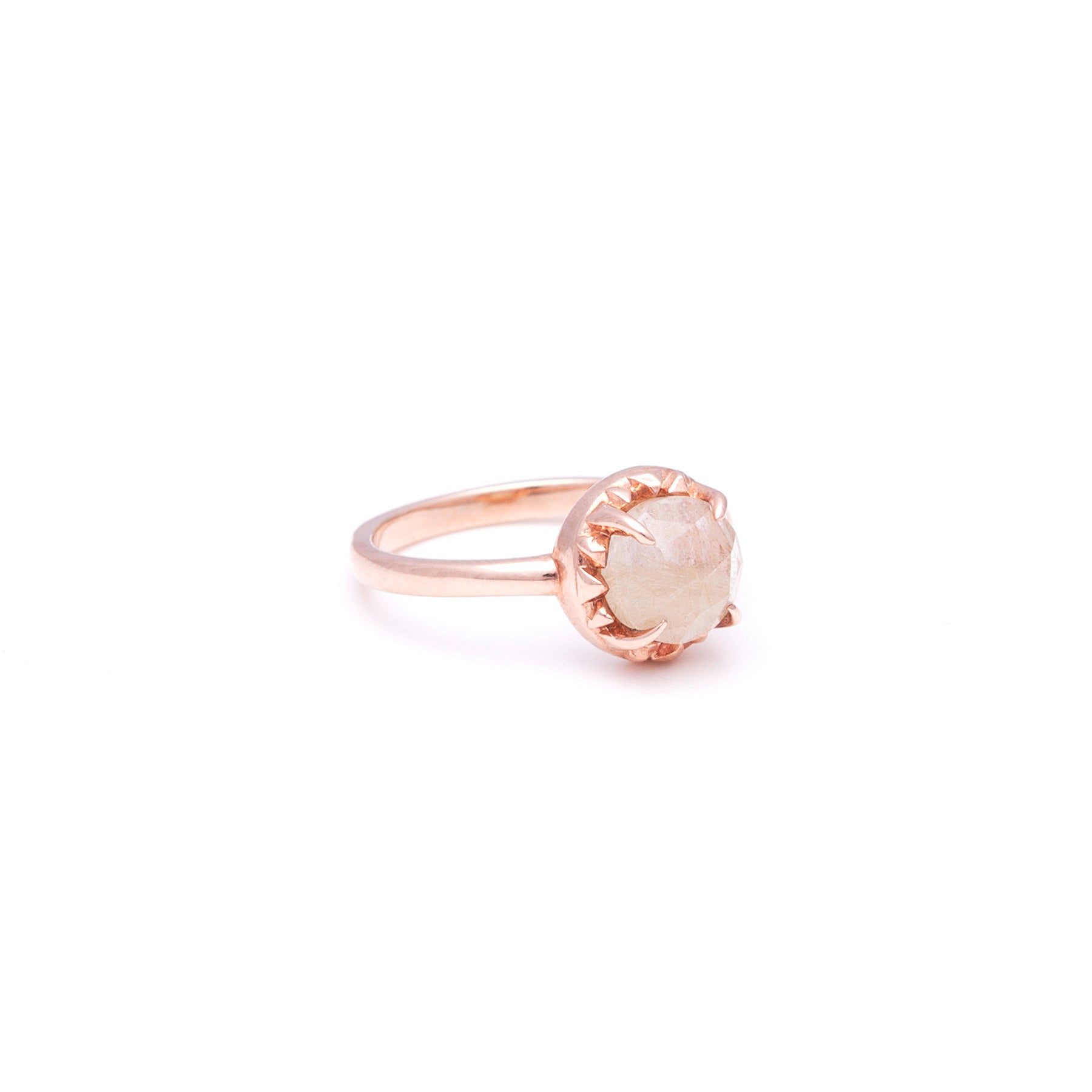 MATRIX HALO RING | ROSE GOLD VERMEIL & RUTILATED QUARTZ - AngelaMonacojewelry