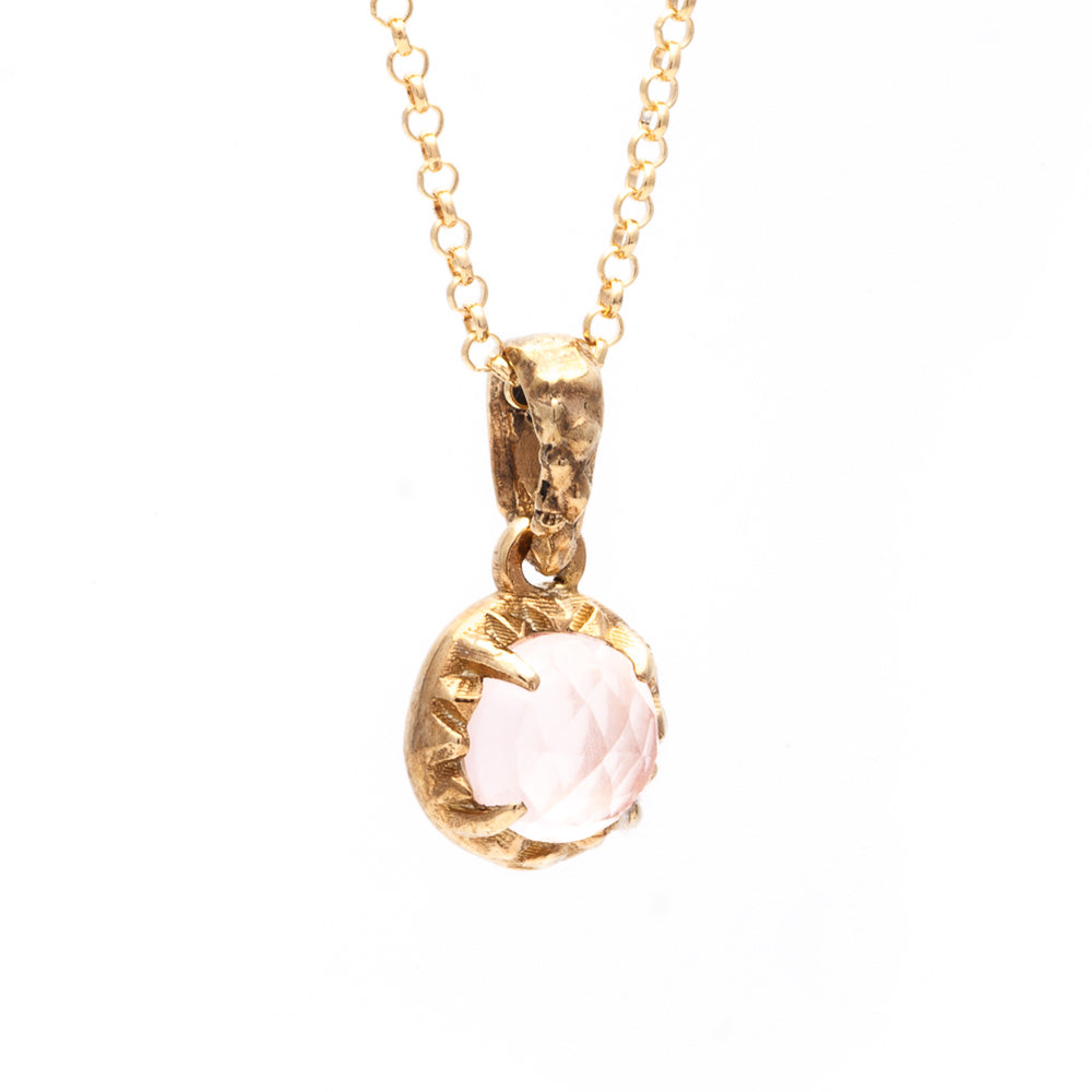 MATRIX HALO NECKLACE | 14k GOLD & ROSE QUARTZ - AngelaMonacojewelry