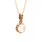 MATRIX HALO NECKLACE | 14k GOLD & ROSE QUARTZ - AngelaMonacojewelry