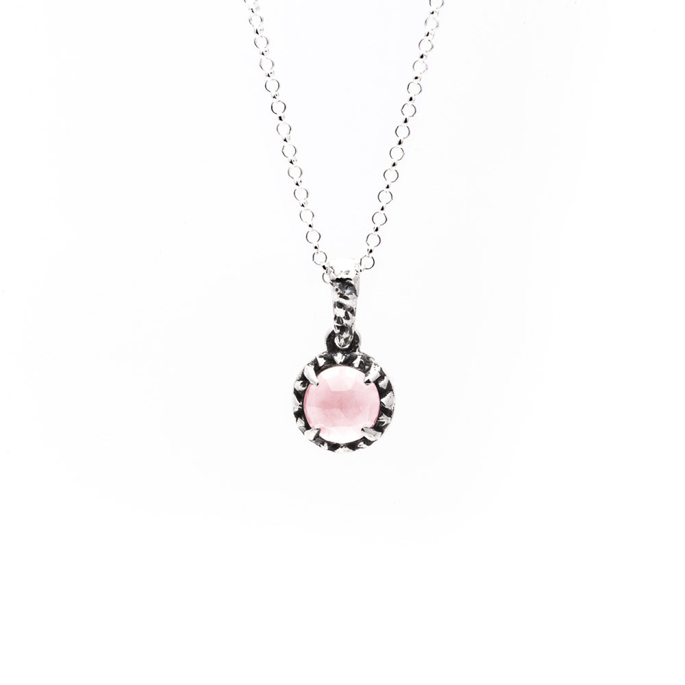 MATRIX HALO NECKLACE | SILVER & ROSE QUARTZ - AngelaMonacojewelry