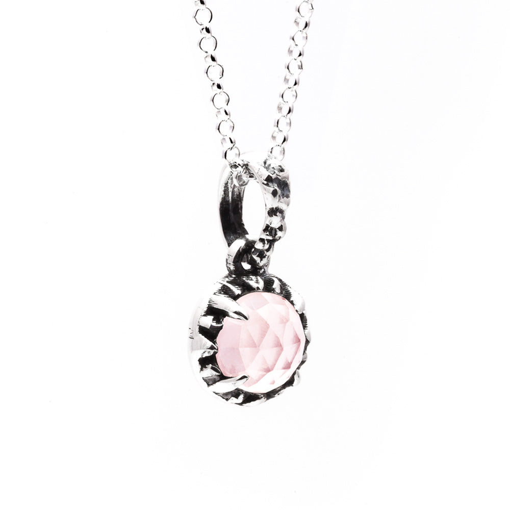 MATRIX HALO NECKLACE | SILVER & ROSE QUARTZ - AngelaMonacojewelry