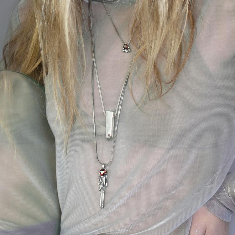 FEATHER SPEAR NECKLACE | SILVER & LABRADORITE - AngelaMonacojewelry