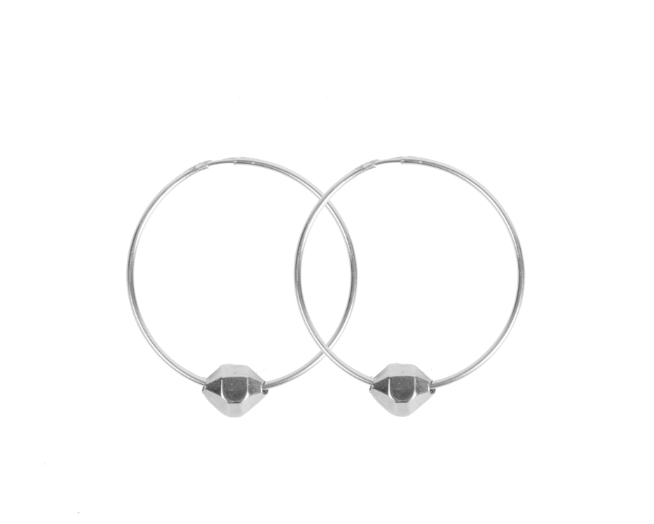 HEXAGONAL CRYSTAL HOOPS | SILVER - AngelaMonacojewelry