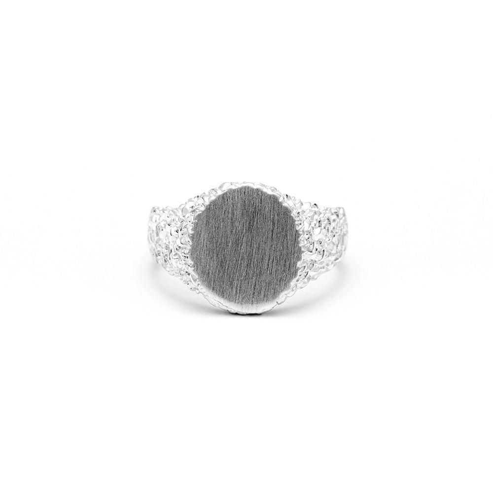 NEW | ROCKY SIGNET RING | SILVER - AngelaMonacojewelry