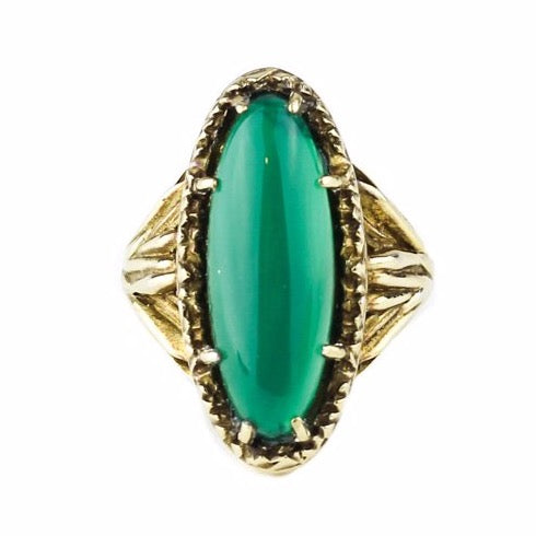 Angela Monaco Jewelry philadelphia yellow gold vermeil and green onyx statement ring